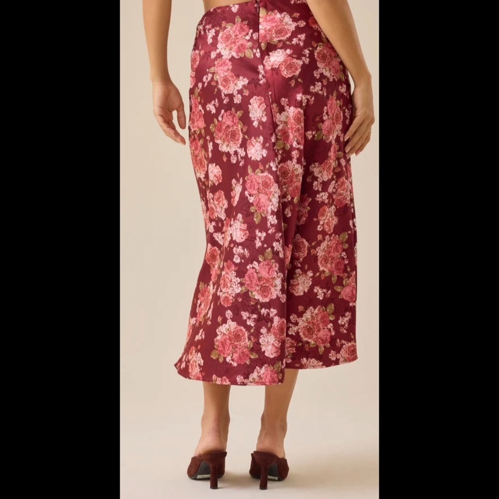 Altar'd State Cassidy Burgundy Floral A-Line Skirt - Picture 8 of 9